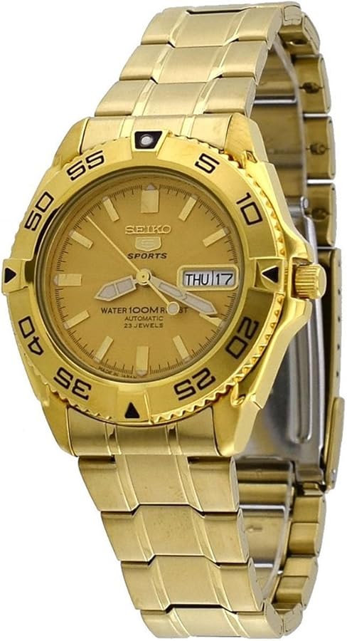 Seiko 5 Sports #SNZB26J1 Men's Japan Gold Tone Stainless Steel 100M Automatic Dive Watc1 by Seiko Watches