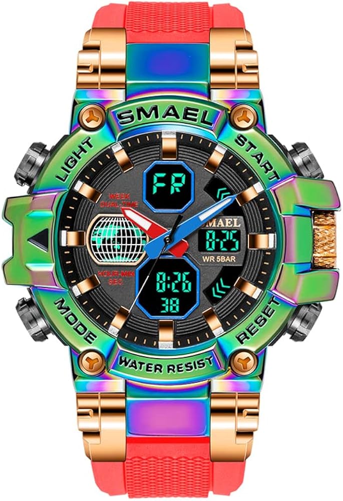 Fashion Colorful Men Digital Sport Watches Waterproof Male Clock Wristwatch Men's Dual Display Electronic Military Watch