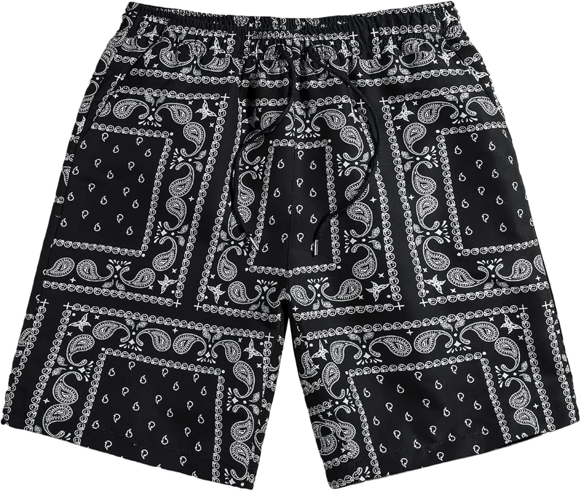 MECH-ENG Mens Paisley Shorts Workout Boxing Running Shorts Bandana Boho Lightweight Drawstring Shorts