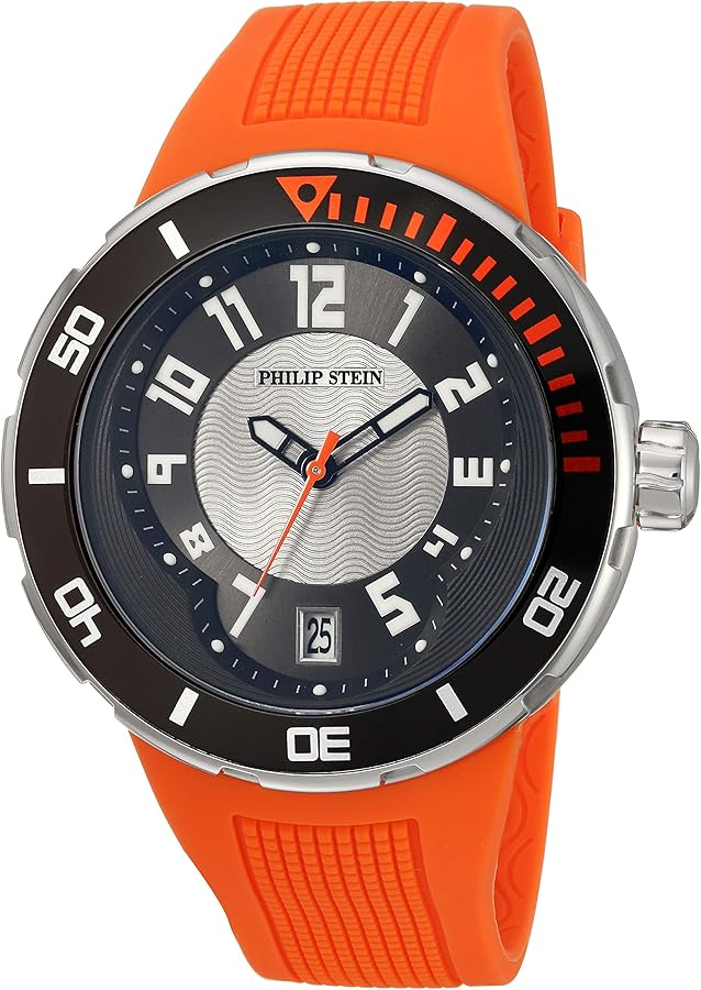 Philip Stein Men's 34-BRG-RO Extreme Orange Rubber Strap Watch