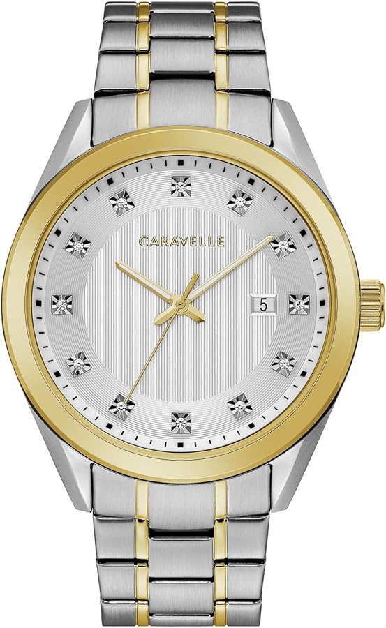 Caravelle by Bulova Dress Quartz Mens Watch, Stainless Steel , Two-Tone (Model: 45B154)