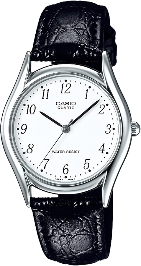 Casio Watch, Collection, Genuine Leather, Analog, Genuine Leather, Multicolor (Black/White), 1個, Newest Model