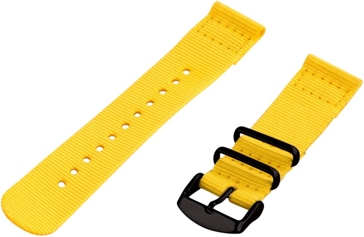 Clockwork Synergy - 21mm 2 Piece Classic Nato PVD Nylon Yellow Replacement Watch Strap Band