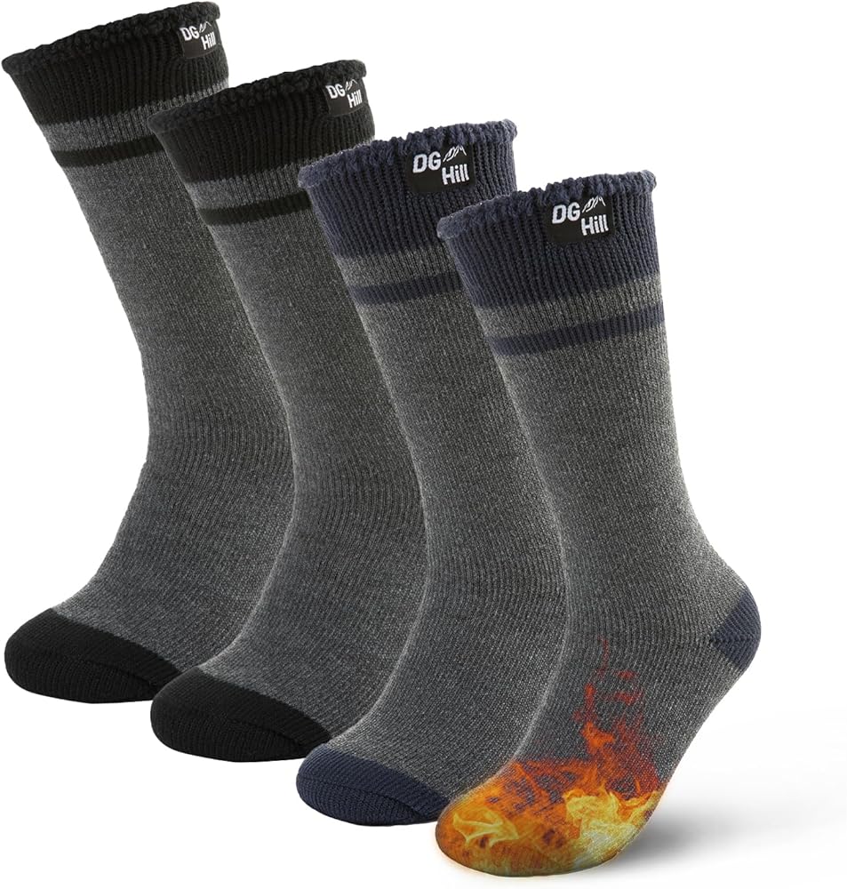 DG Hill Winter Thermal Socks - Warm Socks for Men Women Cold Weather Insulated Sock - Heated Socks Thick Snow Sock