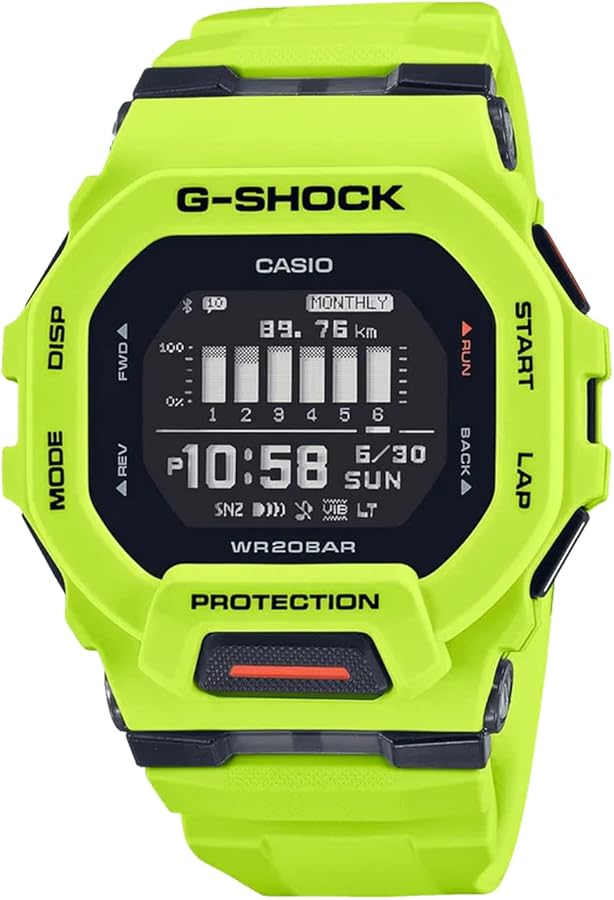 Casio G-Shock G-Squad Move Digital Connected Lime Green Resin Strap Fitness Watch GBD200-9