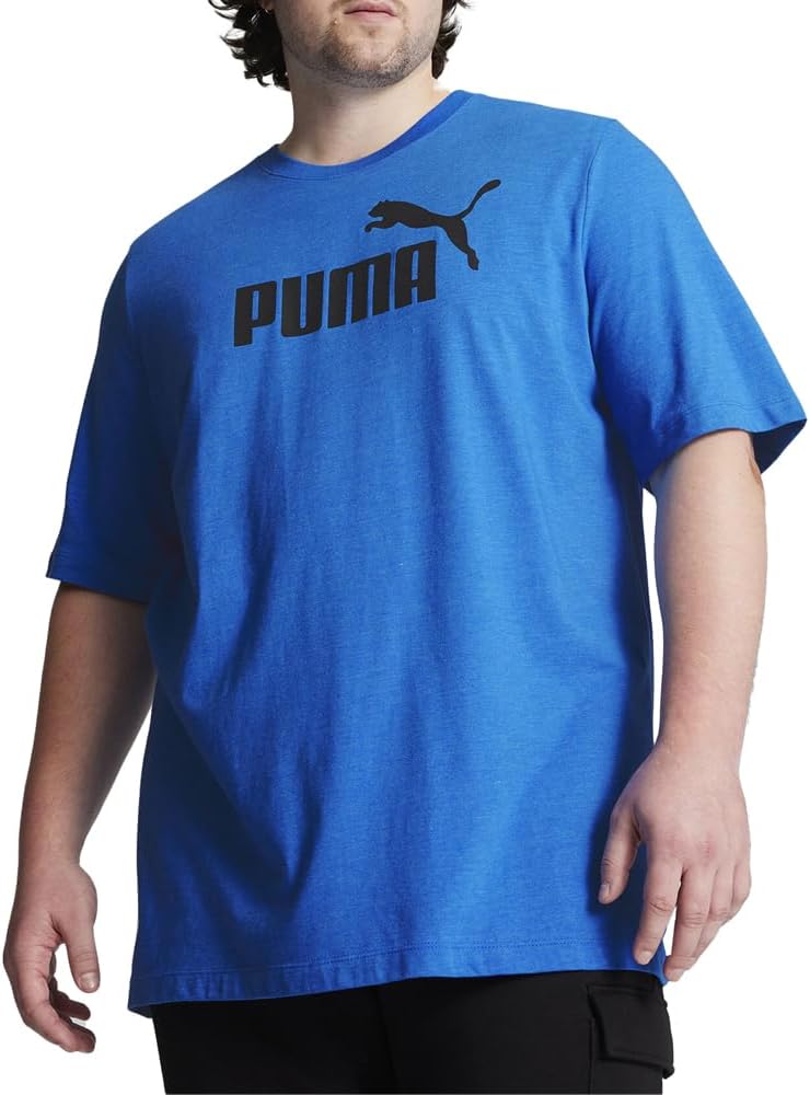 Puma Mens Essentials Heather Crew Neck Short Sleeve & Tall Athletic Tops Casual - Blue