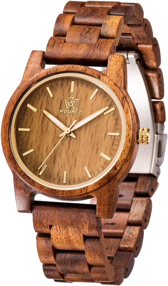 Men's Wooden Watch, Sentai Handmade Vintage Quartz Watches, Unisex Personalized Eengraved Wood Wrist Watches for Husband Holiday Surprise Father's Day Gifts from Daughter/Son/Wife