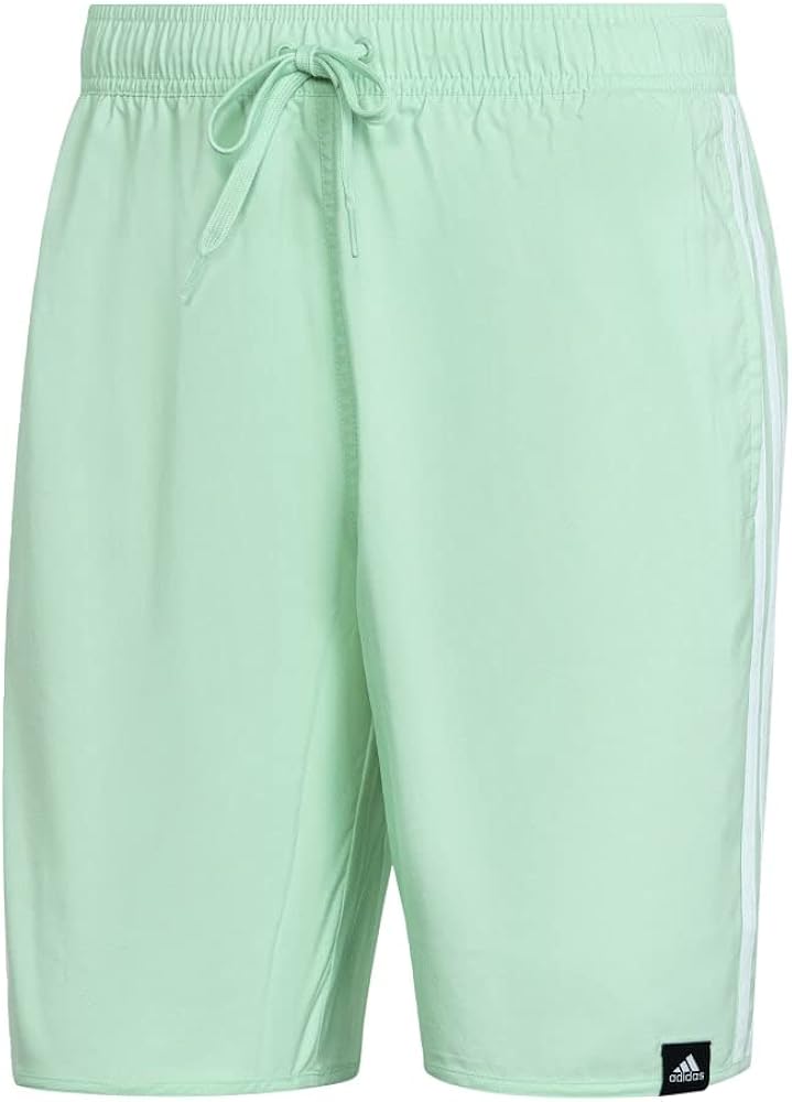 adidas Classic-Length 3-Stripes Swim Shorts Men's, Green, Size XS