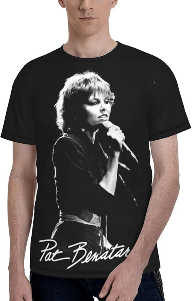 Pat Music Benatar T Shirt Man'S Summer Sports Tee Polyester Round Neck Short Sleeve Tops Black