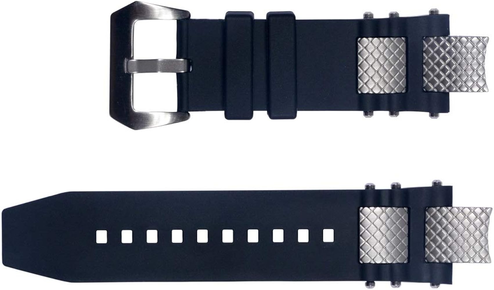 for Invicta Subaqua Noma III Watch Bands Replacement Strap with Bukcle and Silver Metal Inserts - Black Rubber Silicone Invicta Watch Strap