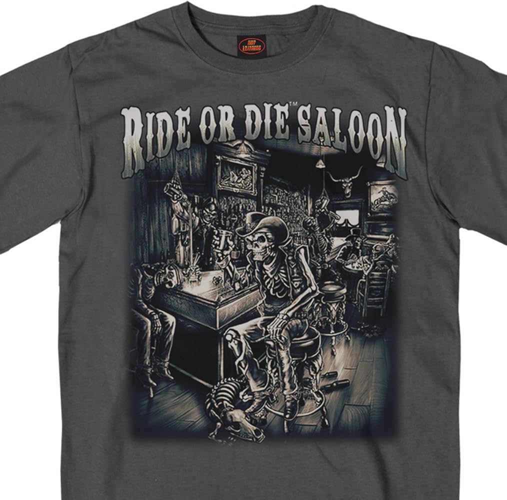 Hot Leathers Charcoal Ride or Die Saloon T-Shirt