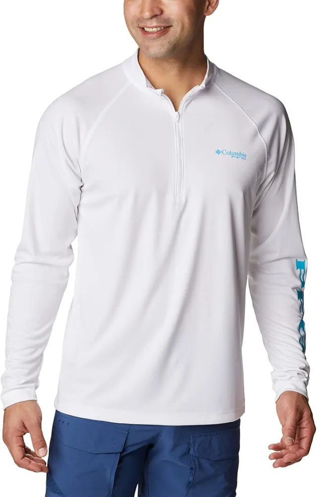 Columbia Men's Terminal Tackle 1/4 Zip, White/Atoll Logo, X-Large