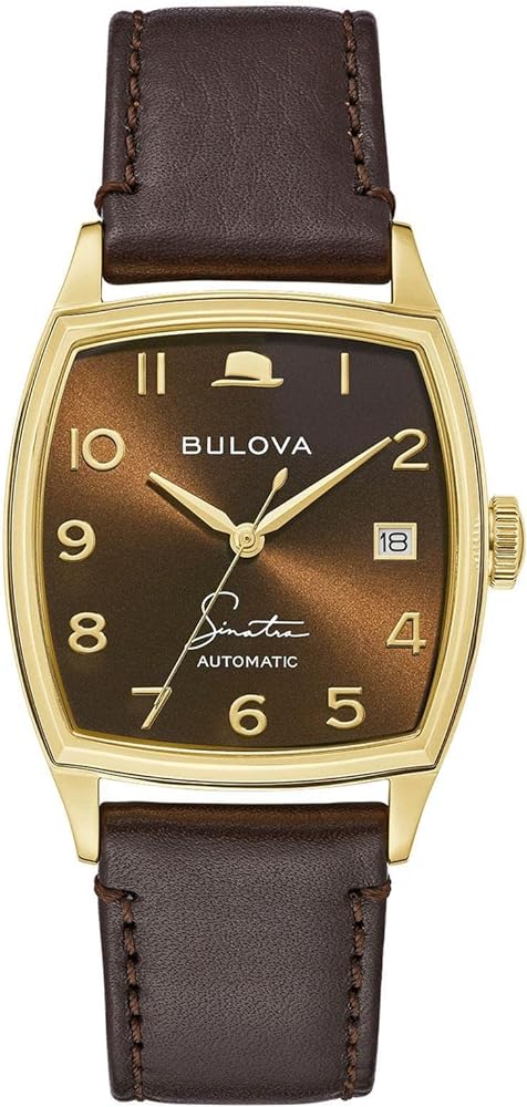 Bulova Men's Frank Sinatra 'Young at Heart' Brown Leather Strap and Brown Dial Watch | 33.5mm | 97B198