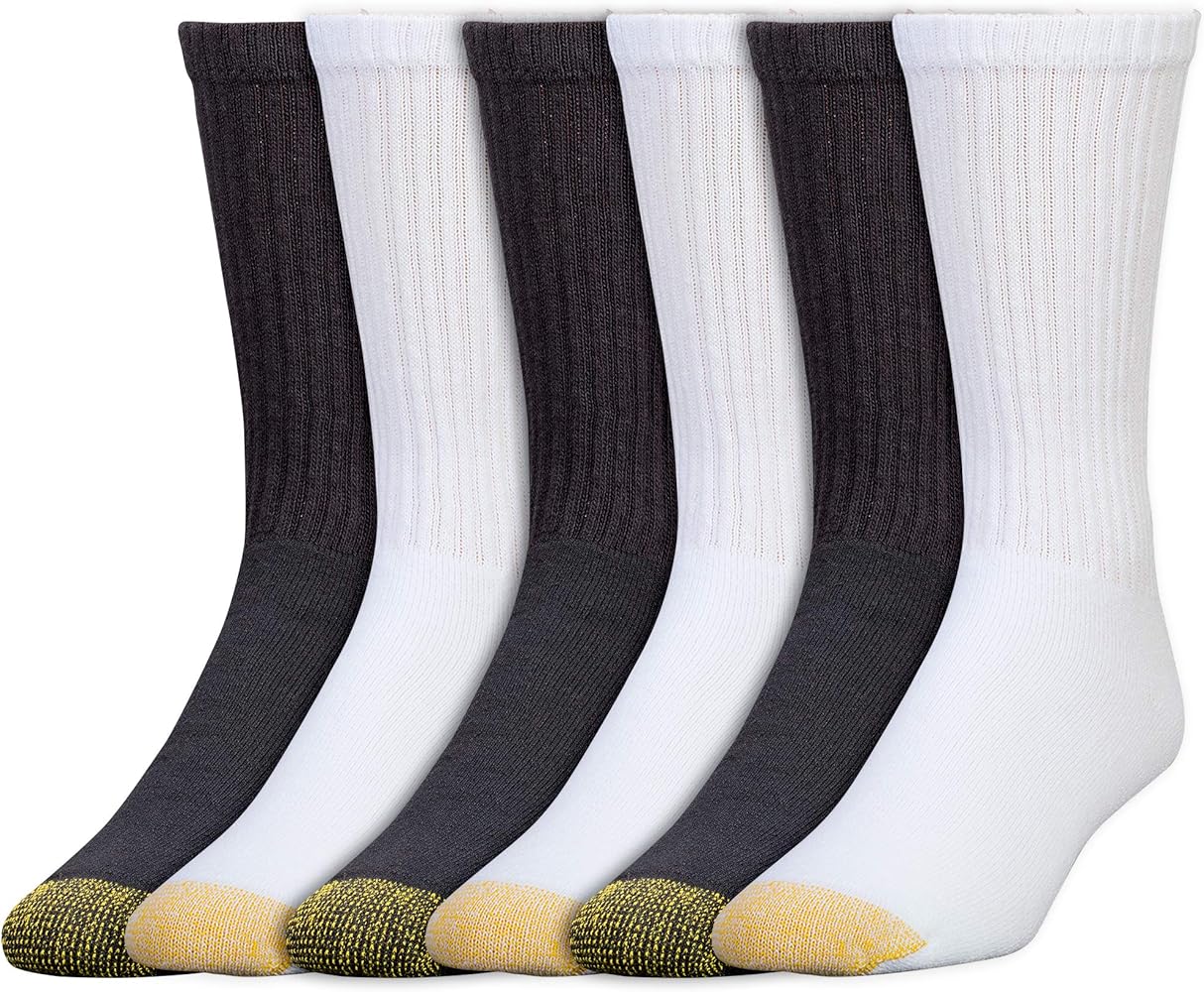 GOLDTOE Men's Sport 656 Cotton Crew Socks 6 Pack