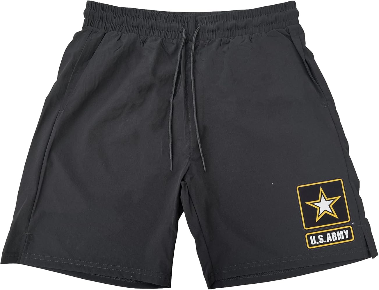 Men's US Army Logo Black Athletic Nylon Running Workout Shorts