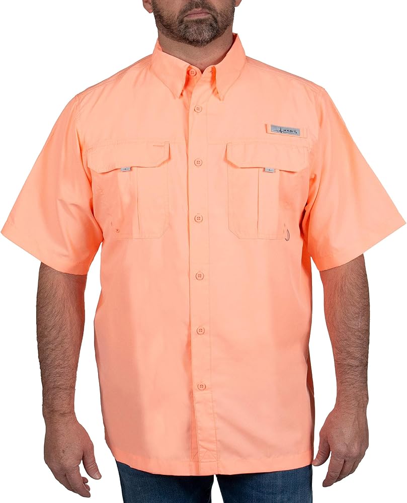 HABIT Men’s Fourche Mountain Short Sleeve River Guide Fishing Shirt - UPF 40+ UV Protection