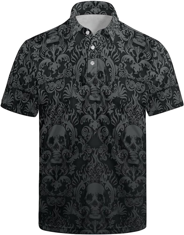 Men’s Golf Polo Shirts - Hawaiian Print Golf Shirt for Men Quick-Dry Moisture Wicking Casual Breathable Polo Shirt