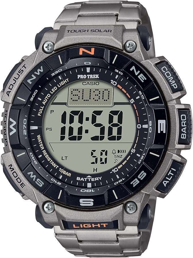 Casio PRG340 Series | Pro Trek | 100 Meter Water Resistance | Compass | Alt/Baro-Thermo | Tough Solar Power | 1-100 SEC Stopwatch | Countdown Timer | World Time