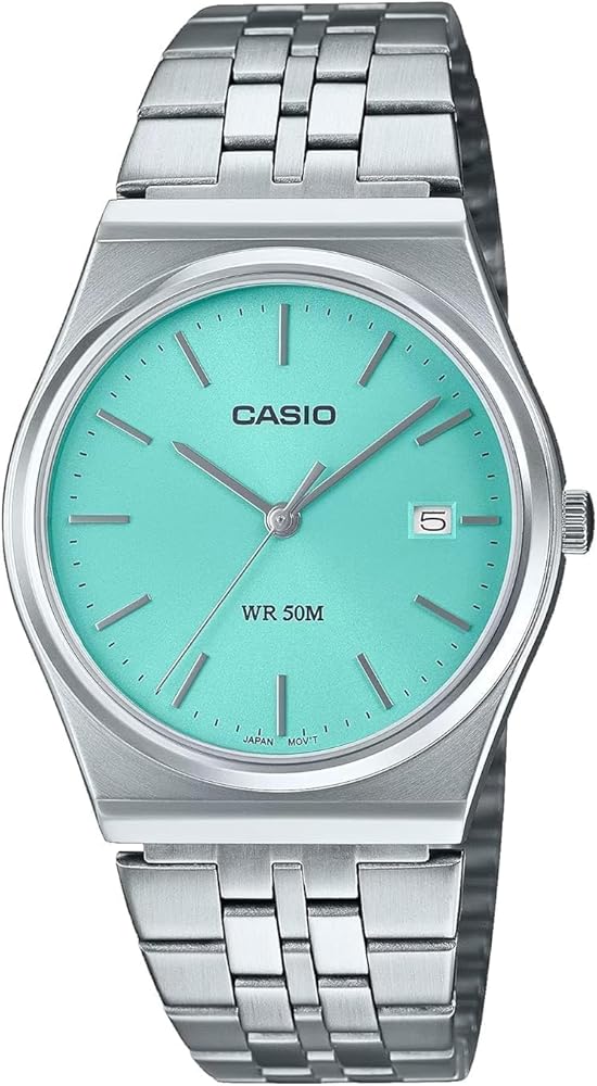 Casio MTP-B145D-2A1V Men's Vintage Stainless Steel Turquoise Blue Dial 3-Hand Analog Watch