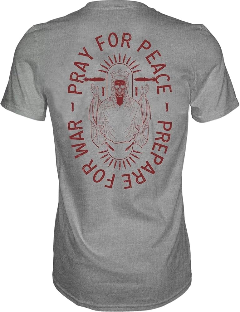 Combat Iron Men’s Graphic Short Sleeve T-Shirt | Pray for Peace, Prepare for War Mens Athletic Novelty Tee