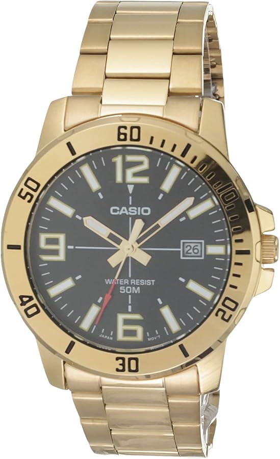 Casio Classic Gold-Tone Stainless Steel Band Date Indicator Watch (Model: MTPVD01G-1BV)