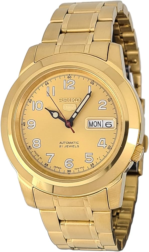 SEIKO 5 Automatic Gold Dial Yellow Gold-Tone Men's Watch SNKK38J1