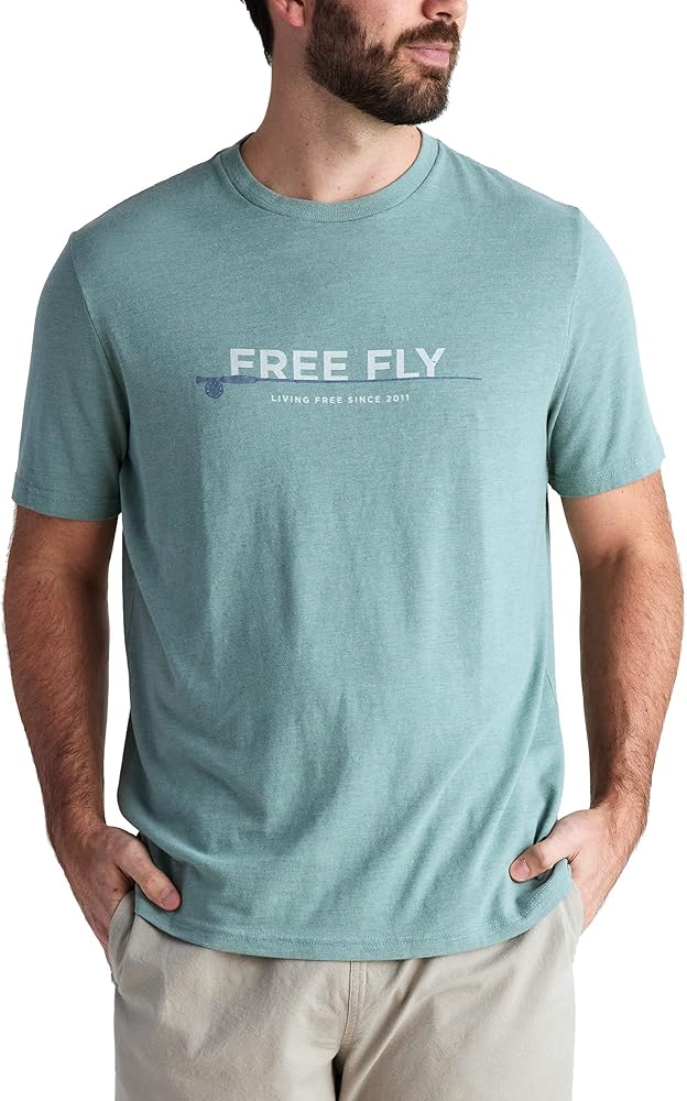 Free Fly Men's 8wt Tee - Logo Graphic Tee for Men - Ultra-Soft Cotton-Blend T-Shirt