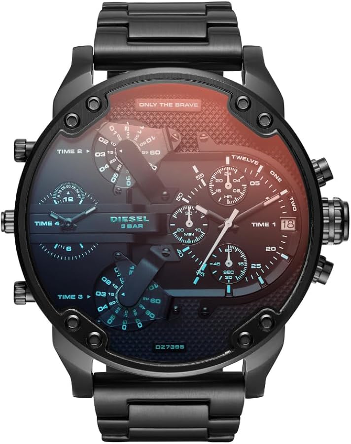 Diesel Mr. Daddy 2.0 Stainless Steel Chronograph Men's Watch, Color: Black Iridescent (Model: DZ7395)