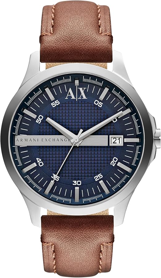 A|X Armani Exchange Men's Watch with Three-Hand Analog Display and Date Window, Watch for Men with Stainless Steel or Leather Band