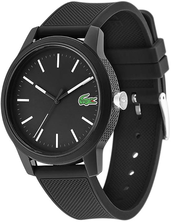 Lacoste 12.12 Men's Quartz Black Tr90 Case Watch with Black Silicone Rubber Strap (Model: 2010986)