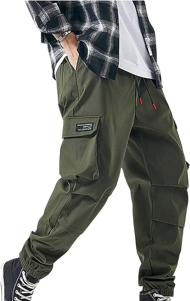 XYXIONGMAO Men's Tactical Hip Hop Sweatpants Black Techwear Streetwear Hip Hop Joggers Green Overalls Cargo Pants for Men