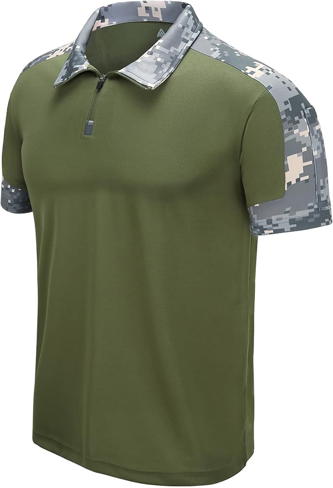 ZITY Tactical Shirts for Men Military Golf Shirts Short Sleeve with Collars Army T-Shirt