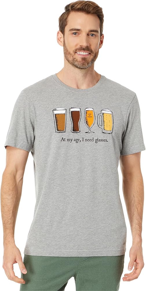 Life is Good Men's Storybook Need Glasses Beer Crusher Tee