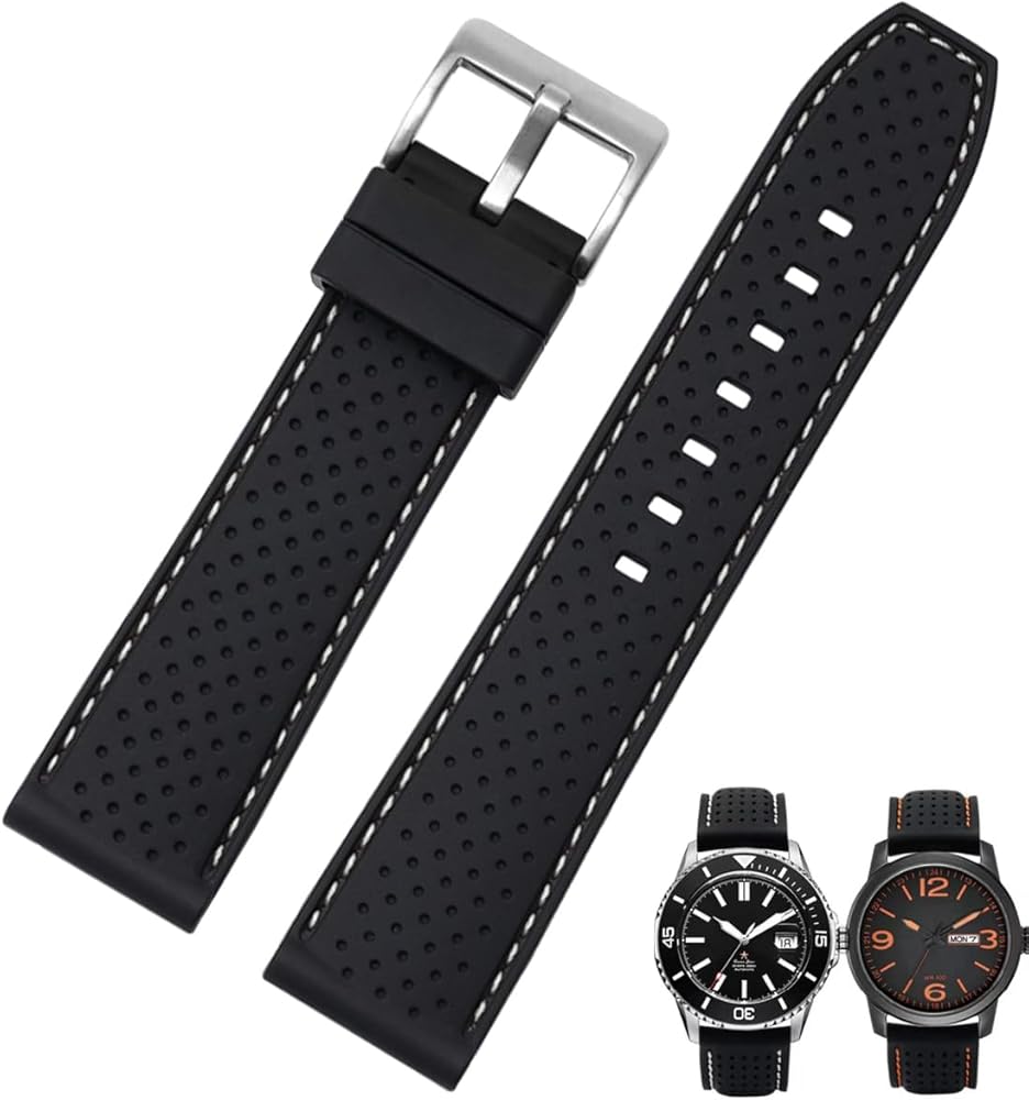 Sporty Soft Silicone Adjustable Watch Bands,Waterproof Rubber Watch Bands for Women & Men,Breathable Quick Release Watch Straps,Compatible with Regular & Smart Watch Bands