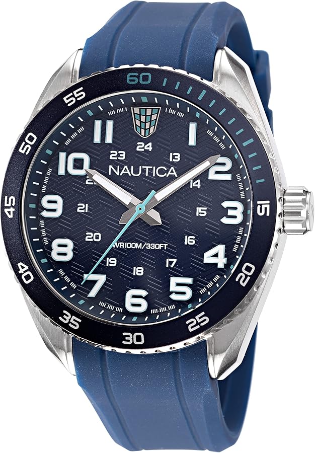 Nautica Men's NAPKBS222 Key Biscane Grey/Blue/Blue Silicone Strap Watch