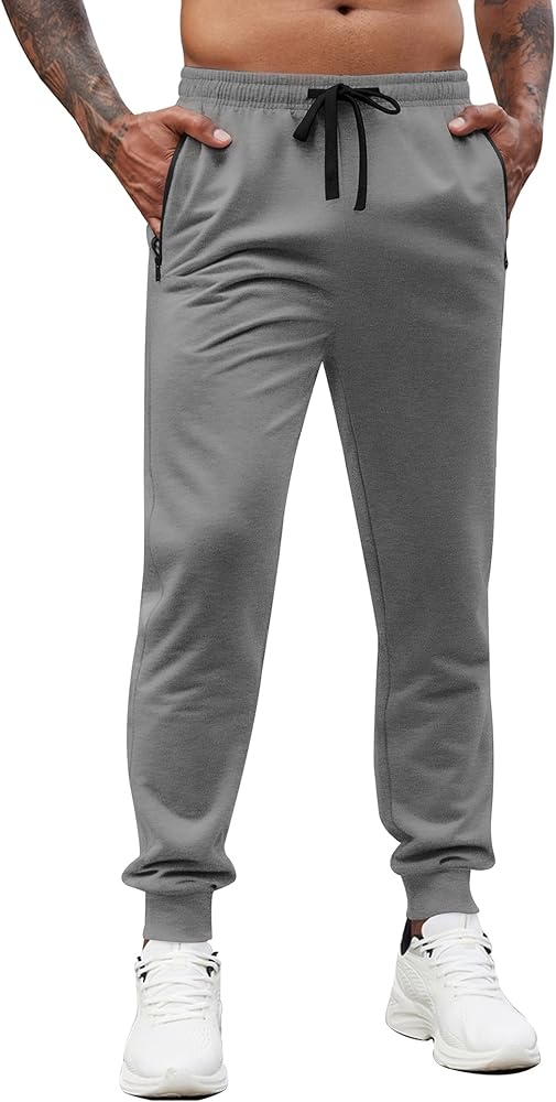 COOFANDY Men's Joggers Drawstring Jogger Sweatpants with Zipper Pockets Lightweight Slim Fit Athletic Track Pants