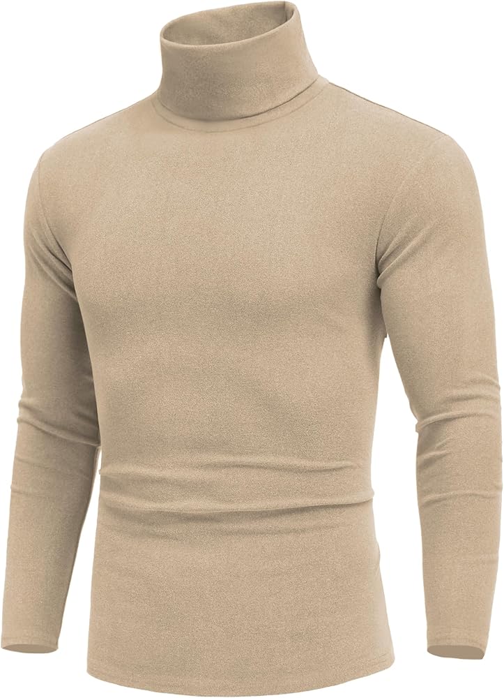 COOFANDY Men's High Neck Shirts Long Sleeve Slim Fit T Shirts Casual Thermal Sweater Mock Neck Lightweight Pullover