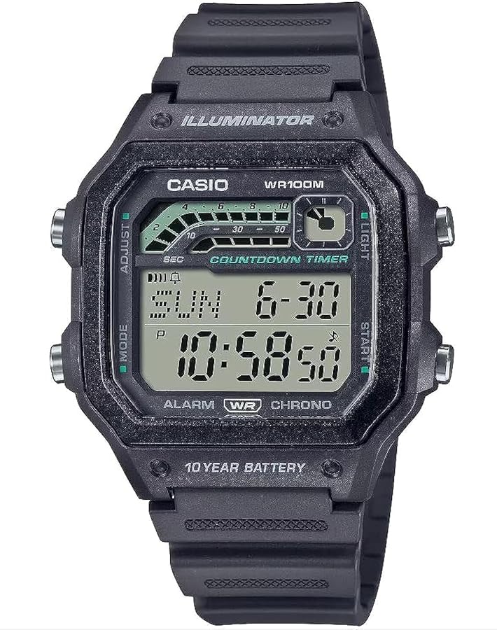 Casio Illuminator 10-Year Battery Countdown Timer Alarm Chronograph Men's Digital Watch WS1600H-8AV