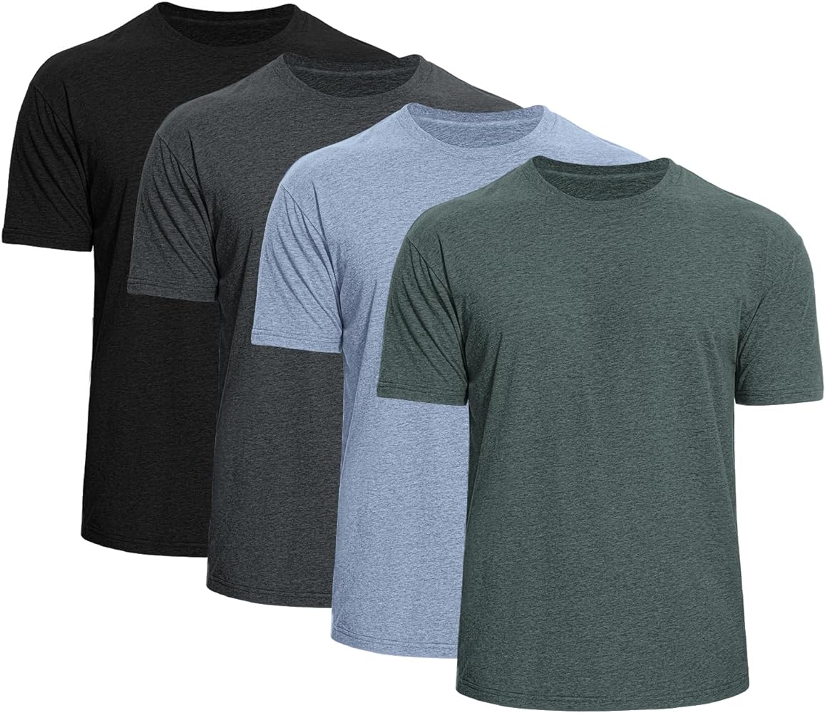 Iseasoo Men's Crew Neck T-Shirts,2/4 Pack Classic Tees,Cotton Short Sleeve Comfort Cotton Jersey for Men