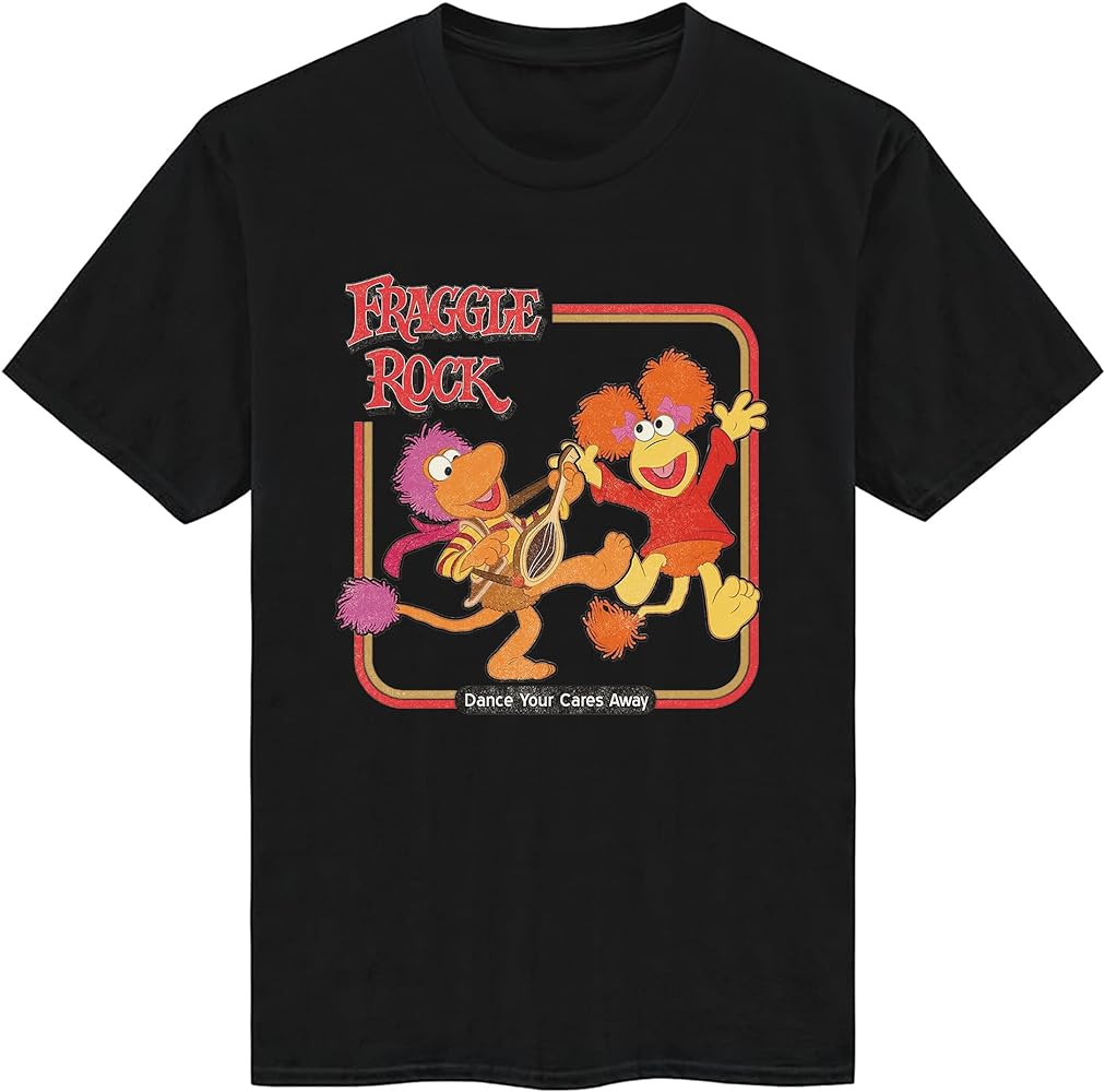 Fraggle Rock Shirt Fashion 80s TV Cartoon Theme Design T-Shirt Men's Cotton Breathable T-Shirt Black