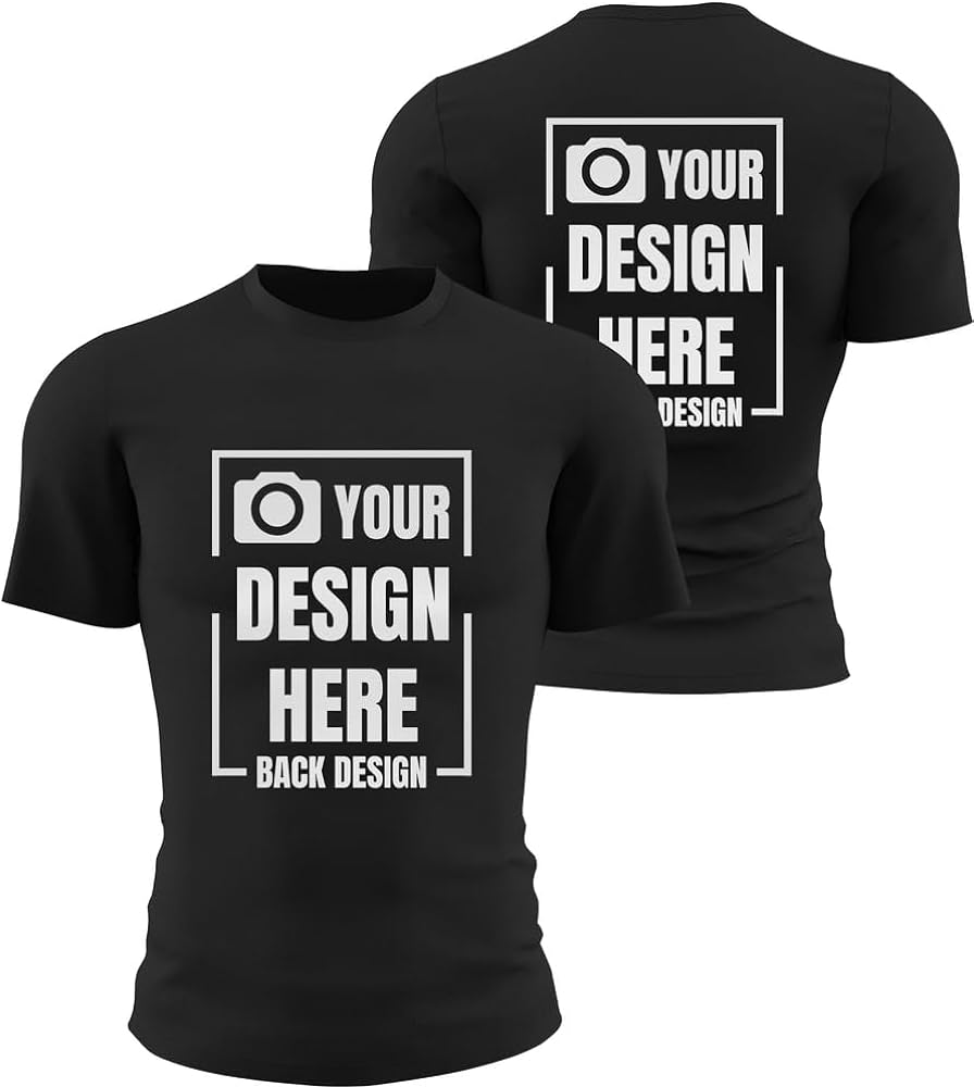 Custom T Shirts-Customized Unisex Crewneck Tee Shirt Design Your Own Image Text Logo Printed Front/Back