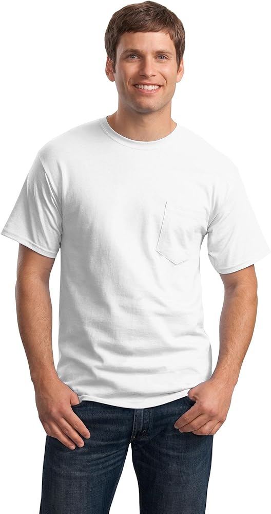 Hanes Mens 6.1 oz. Tagless ComfortSoft Pocket T-Shirt H5590 -WHITE 3XL