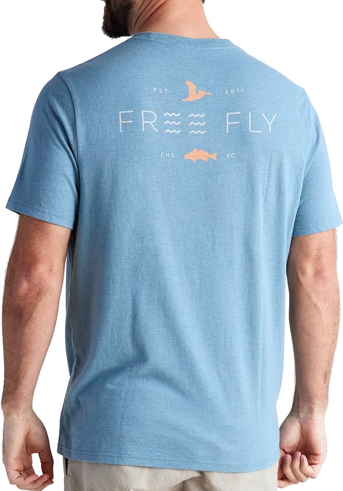 Free Fly Men's Low Tide Tee - Logo Graphic Tee for Men - Ultra-Soft Cotton-Blend T-Shirt