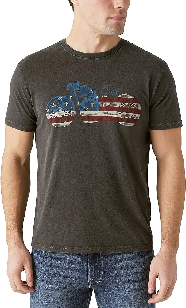 Lucky Brand Men's Short Sleeve Flag Bike Graphic Tee