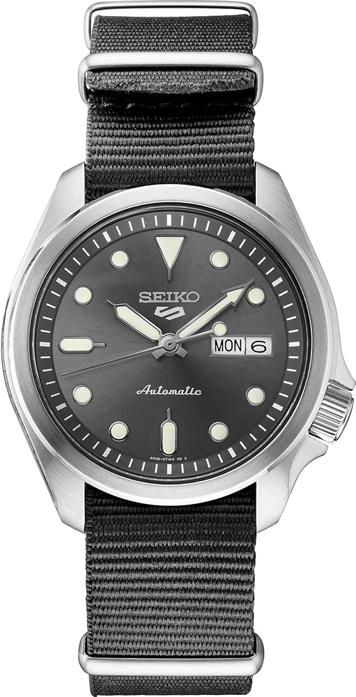 SEIKO Men's Automatic 5 Sports Gray Nylon Strap Watch 40mm, Gray