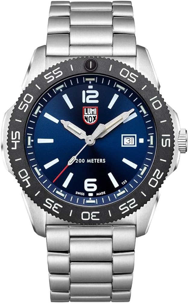 Luminox Men's Navy Seal Pacific Diver 3120 Series Silver Stainless Steel Oyster Band Blue Dial Quartz Analog Watch