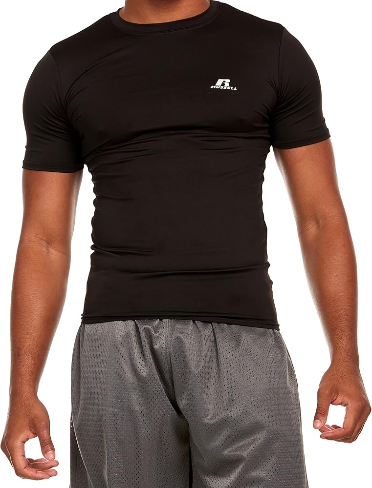 Russell Athletics Mens Fitted Compression Crew Neck Short Sleeve T Shirt, Gym Training Top