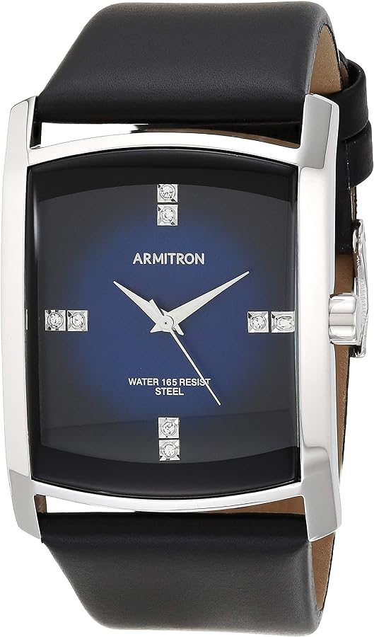 Armitron Men's Genuine Crystal Accented Leather Strap Watch