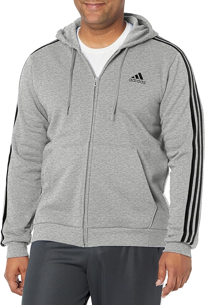 adidas Men's Essentials 3-stripes Fleece Full Zip Hoodie