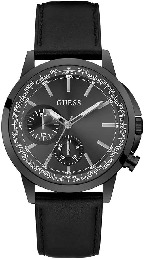 GUESS Men's 44mm Watch - Black Strap Black Dial Black Case